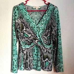 Boston Proper Long Sleeve Blouse Snake Print